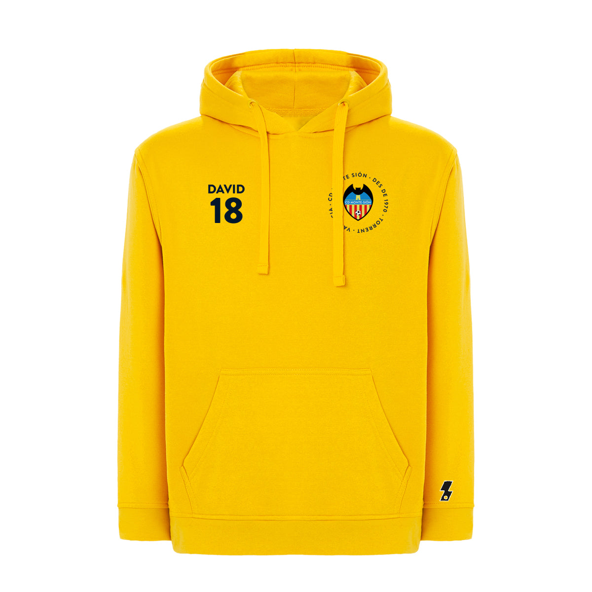 Sudadera Amarilla capucha CD Monte-Sión Escudo Personalizable