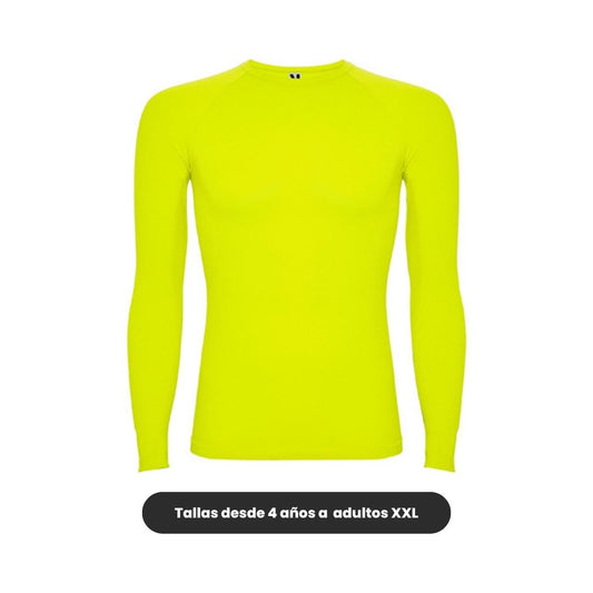 Camiseta térmica deportiva Roly amarilla fluor